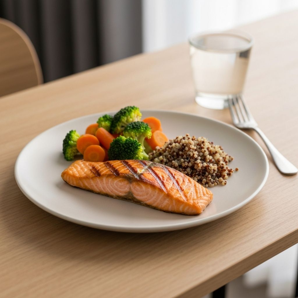 Übersicht eines gedeckten Tisches mit ausgewogenen Tagesrationen